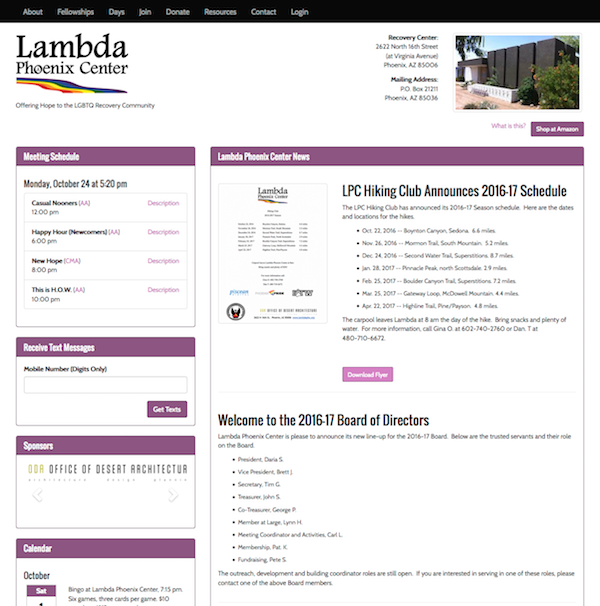 Image of Lambda Phoenix Center website